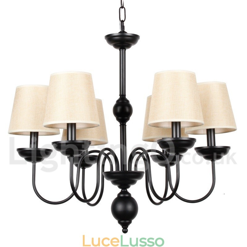 Lampadario in stile rustico retrò contemporaneo a 6 luci