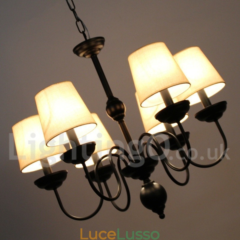 Lampadario in stile rustico retrò contemporaneo a 6 luci