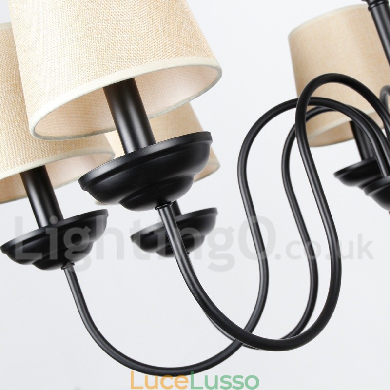 Lampadario in stile rustico retrò contemporaneo a 6 luci