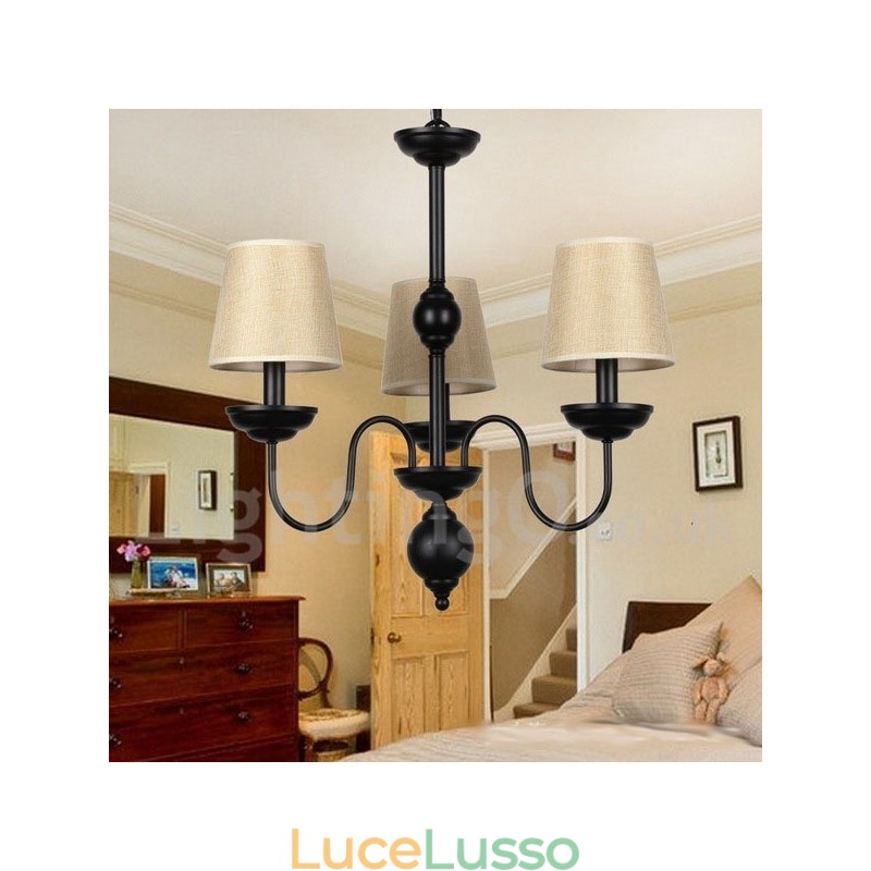 Lampadario in stile rustico retrò contemporaneo a 3 luci