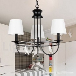 Lampadario a 3 luci in stile retrò nero mediterraneo rustico contemporaneo a candela