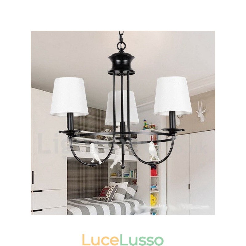 Lampadario a 3 luci in stile retrò nero mediterraneo rustico contemporaneo a candela