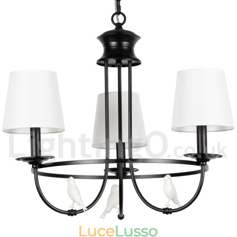 Lampadario a 3 luci in stile retrò nero mediterraneo rustico contemporaneo a candela