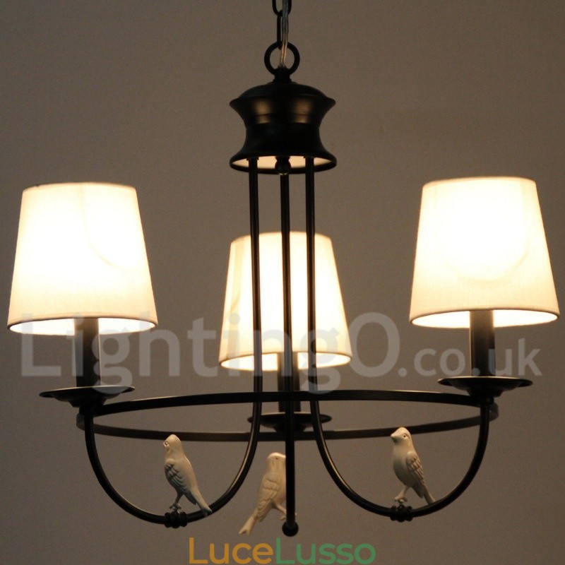 Lampadario a 3 luci in stile retrò nero mediterraneo rustico contemporaneo a candela