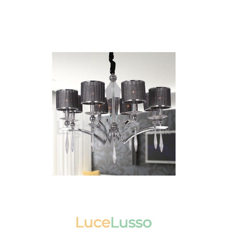 Lampadario moderno contemporaneo a 8 luci in stile candela