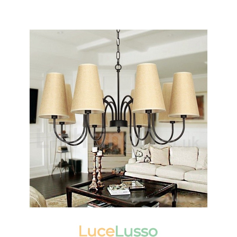 Lampadario in stile candela retrò contemporaneo a 8 luci