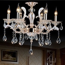 Lampade in lega di zinco con pendente in cristallo di candela di lusso in stile europeo
