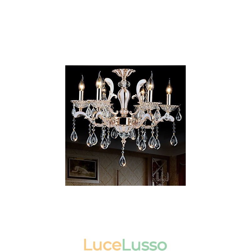 Lampade in lega di zinco con pendente in cristallo di candela di lusso in stile europeo