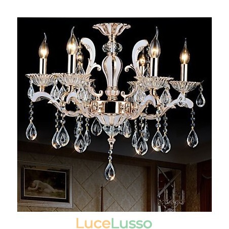 Lampade in lega di zinco con pendente in cristallo di candela di lusso in stile europeo Lampade in lega di zinco con pendente in cristallo di candela di lusso in stile europeo