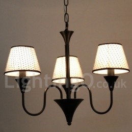 Lampadario a 3 luci rustico moderno contemporaneo retrò nero stile candela