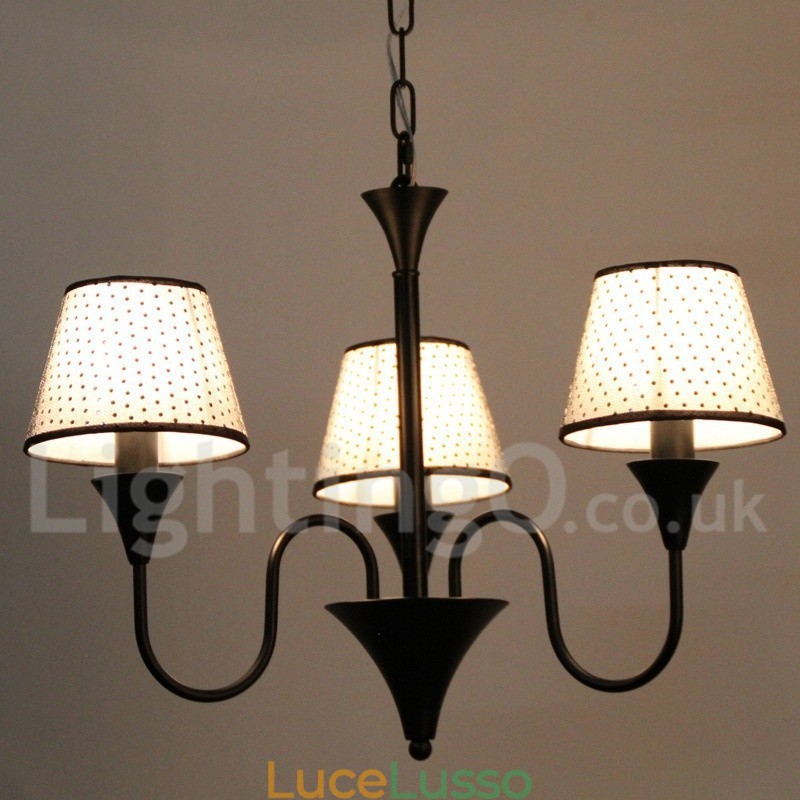 Lampadario a 3 luci rustico moderno contemporaneo retrò nero stile candela