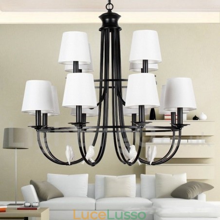 Lampadario a candela in stile rustico contemporaneo in stile mediterraneo retrò nero da 12 luci Lampadario a candela in stile rustico contemporaneo in stile mediterraneo retrò nero da 12 luci