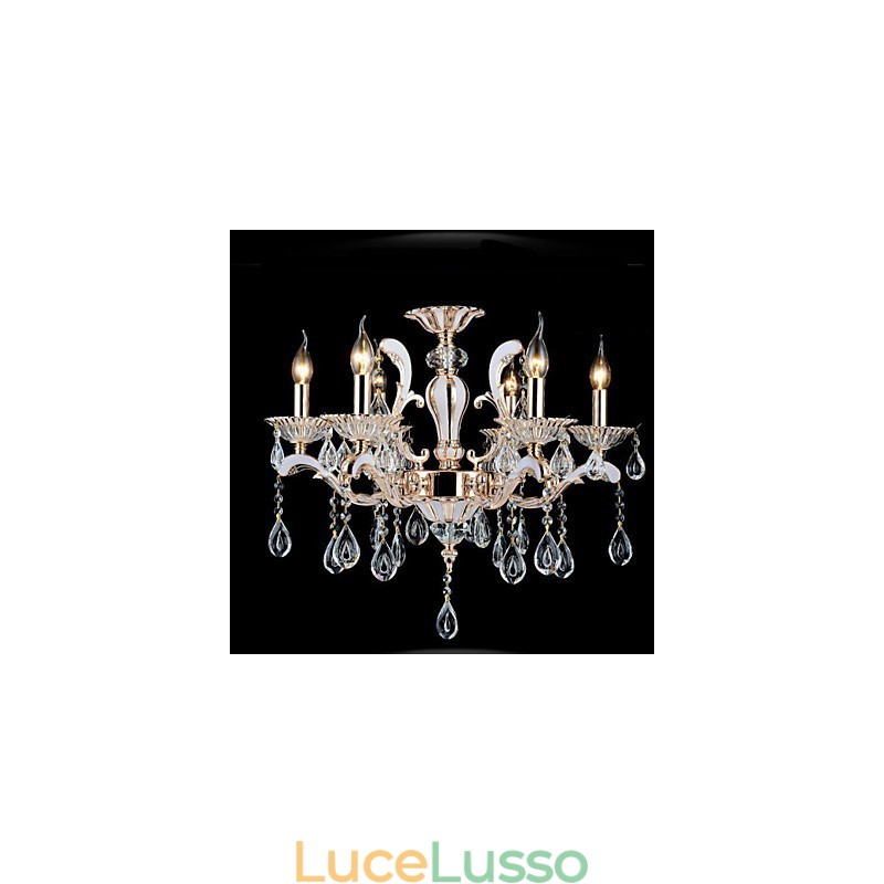 Lampade in lega di zinco con pendente in cristallo di candela di lusso in stile europeo