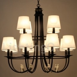 Lampadario a candela in stile rustico contemporaneo in stile mediterraneo retrò nero da 12 luci