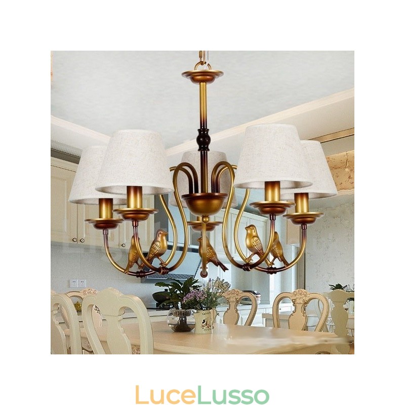 Lampadario in stile retrò rustico contemporaneo moderno a 5 luci