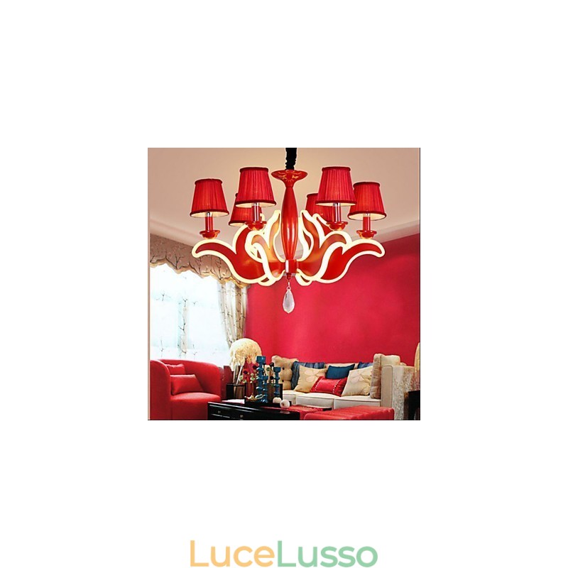 Lampadario in acrilico rosso con luci da giardino creative