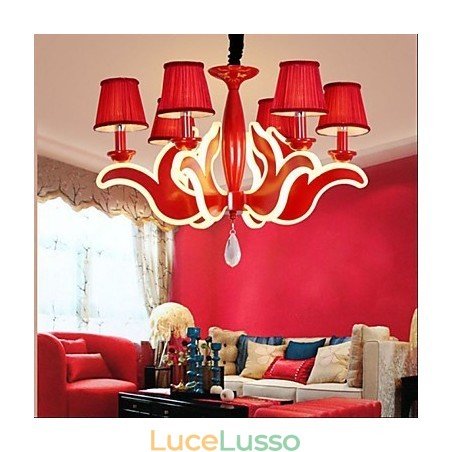 Lampadario in acrilico rosso con luci da giardino creative Lampadario in acrilico rosso con luci da giardino creative