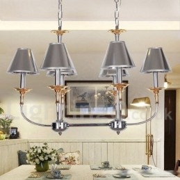 Lampadario a candela in stile cromato moderno e contemporaneo a 6 luci