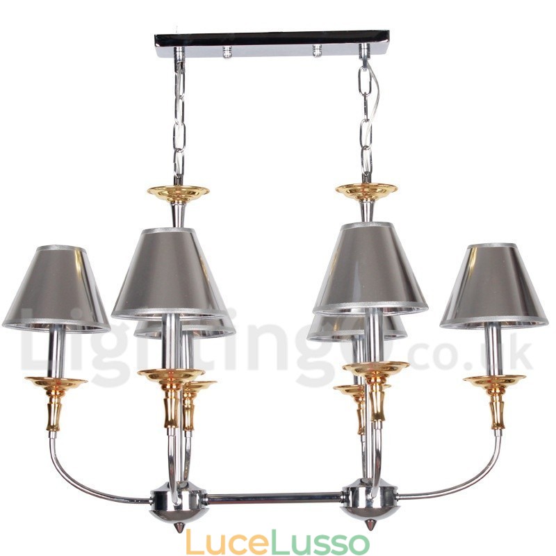 Lampadario a candela in stile cromato moderno e contemporaneo a 6 luci