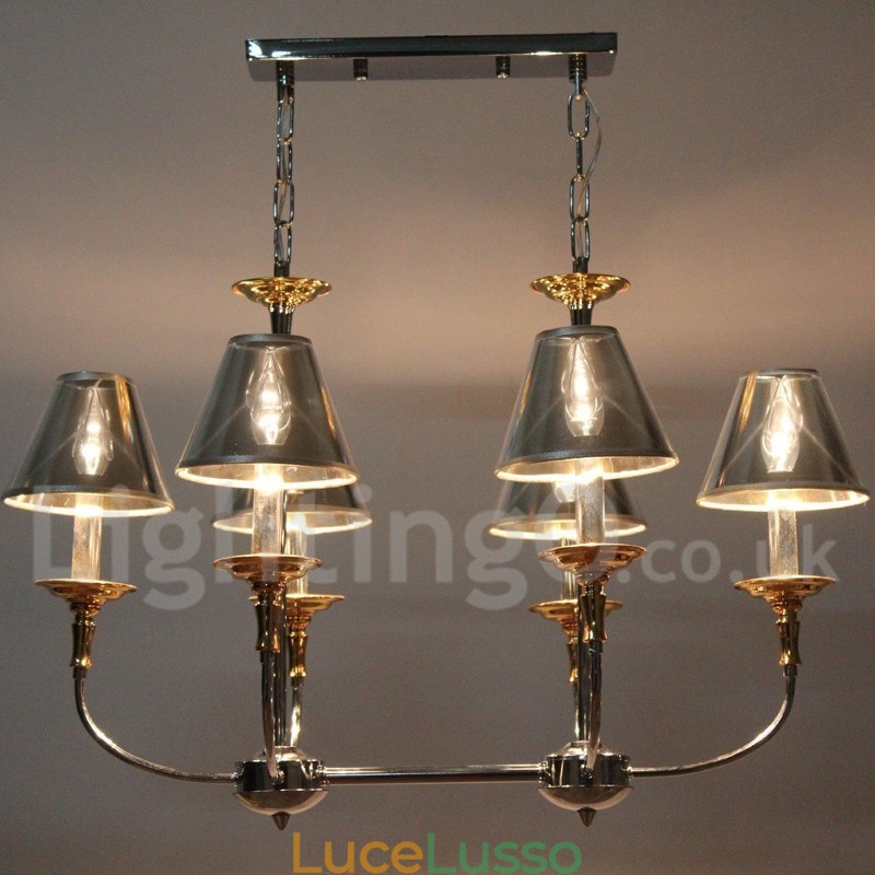 Lampadario a candela in stile cromato moderno e contemporaneo a 6 luci