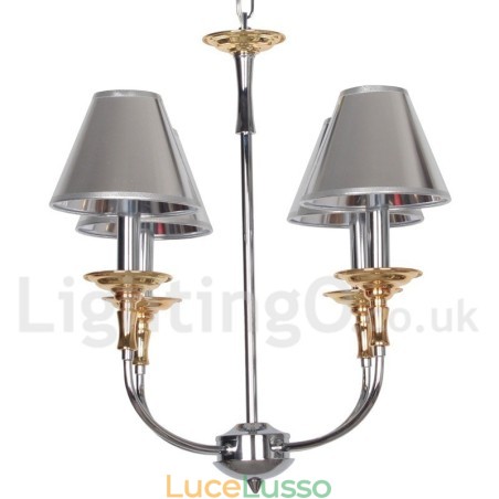 Lampadario a candela moderno contemporaneo cromato a 4 luci