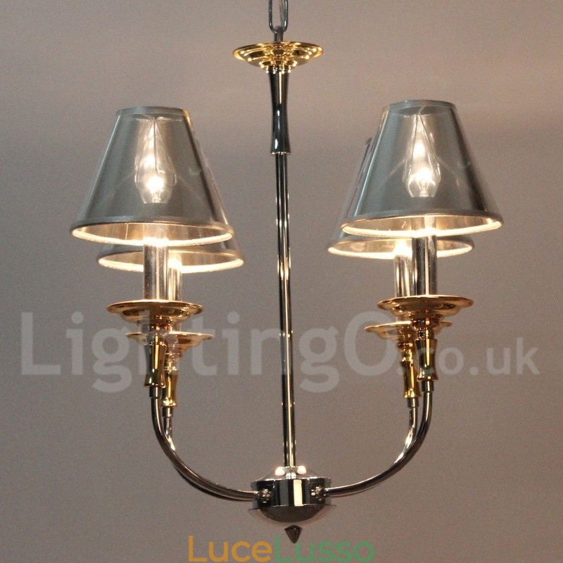 Lampadario a candela moderno contemporaneo cromato a 4 luci