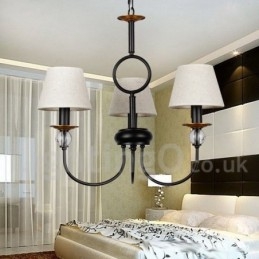 Lampadario a 3 luci rustico retrò nero in stile mediterraneo contemporaneo in stile candela