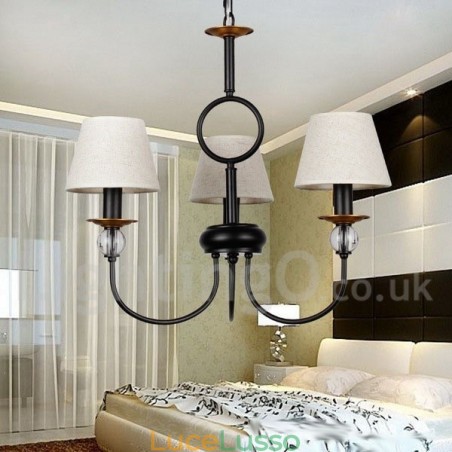 Lampadario a 3 luci rustico retrò nero in stile mediterraneo contemporaneo in stile candela Lampadario a 3 luci rustico retrò nero in stile mediterraneo contemporaneo in stile candela