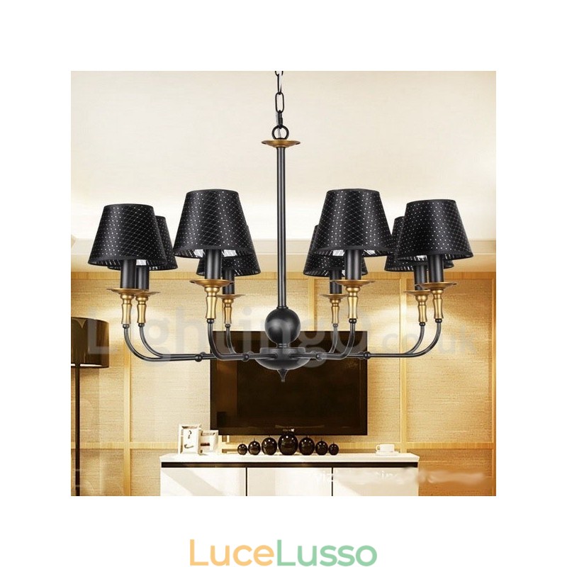 Lampadario in stile rustico retrò a 8 luci