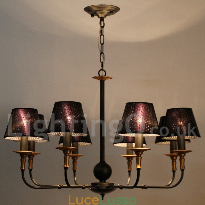 Lampadario in stile rustico retrò a 8 luci