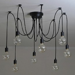Lampadario a sospensione a 8 luci, tradizionale, classico, retrò, in metallo