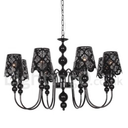 Lampadario a 8 luci moderno contemporaneo stile candela nero cavo