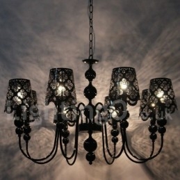 Lampadario a 8 luci moderno contemporaneo stile candela nero cavo