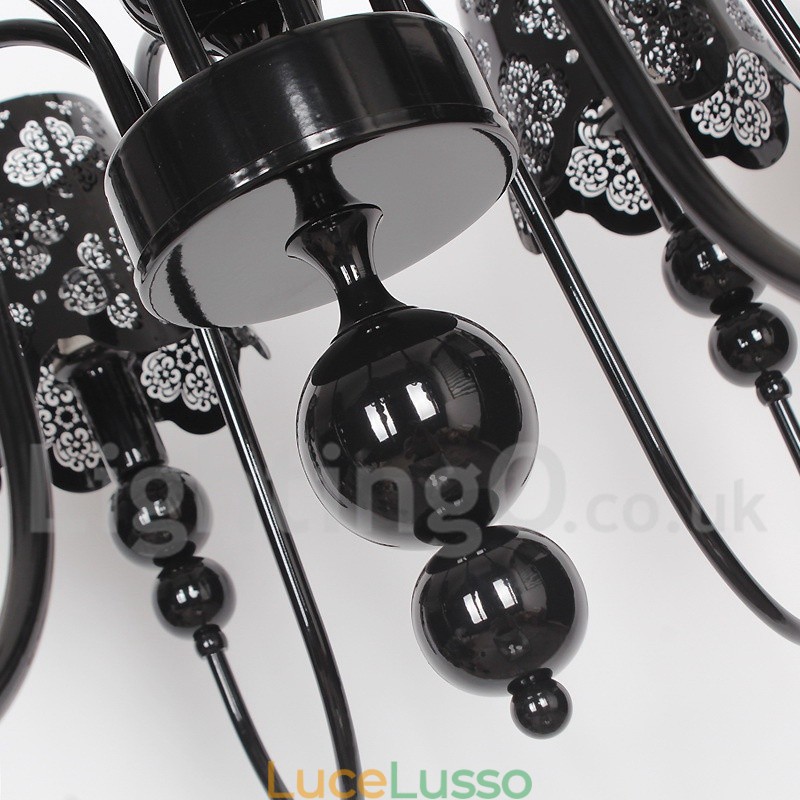 Lampadario a 8 luci moderno contemporaneo stile candela nero cavo