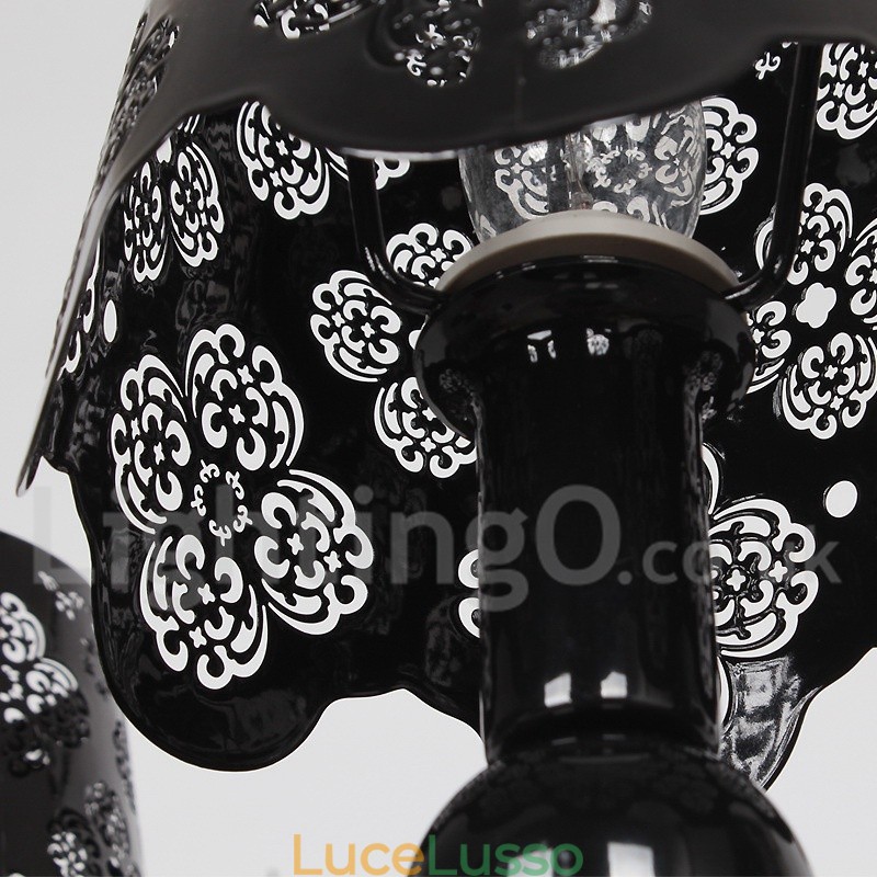 Lampadario a 8 luci moderno contemporaneo stile candela nero cavo