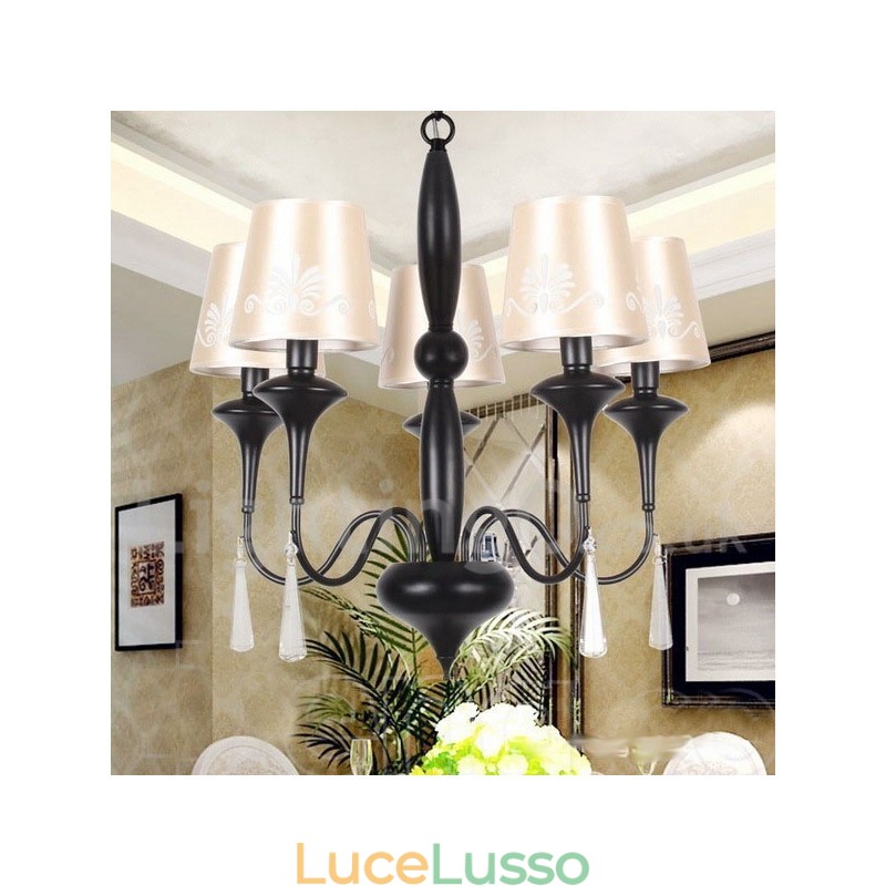 Lampadario a 5 luci in stile mediterraneo a forma di candela
