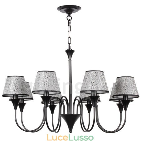 Lampadario in stile rustico moderno contemporaneo retrò nero a 8 luci