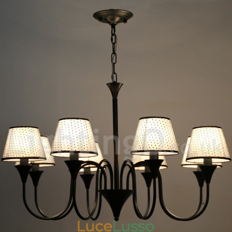 Lampadario in stile rustico moderno contemporaneo retrò nero a 8 luci