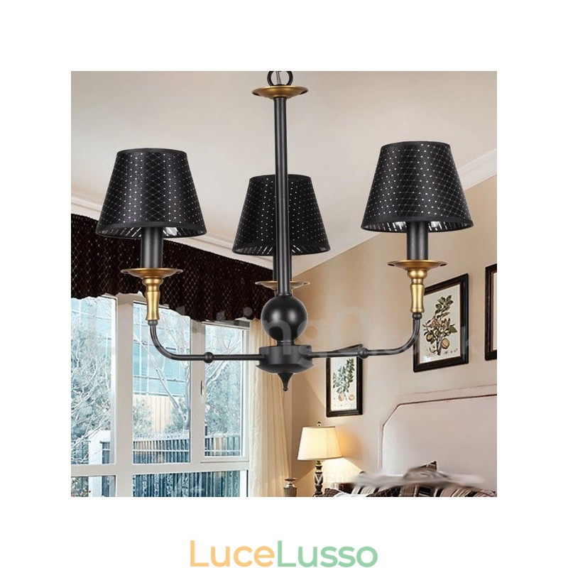 Lampadario in stile rustico retrò a 3 luci