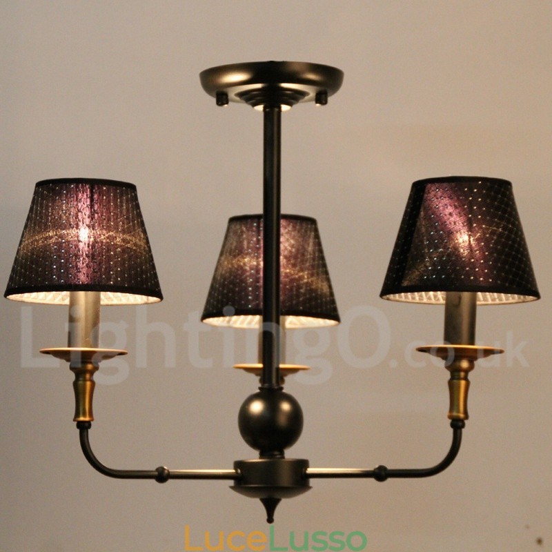 Lampadario in stile rustico retrò a 3 luci