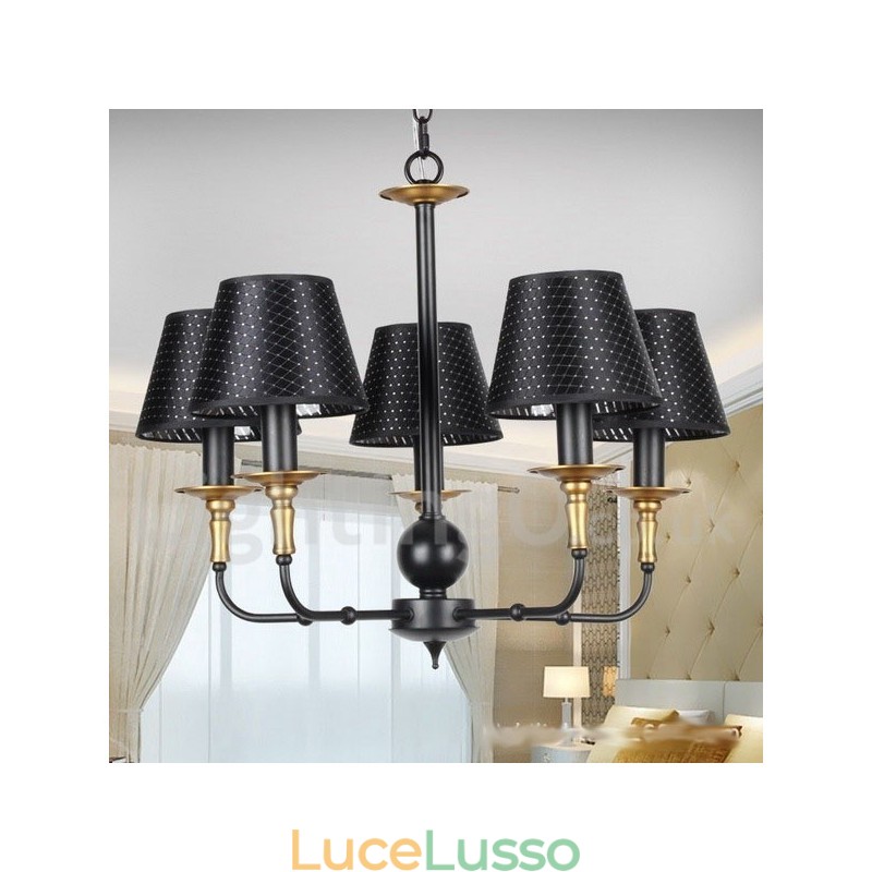 Lampadario in stile rustico retrò a 5 luci