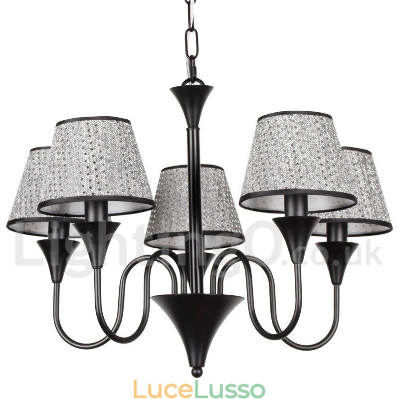 Lampadario a 5 luci rustico moderno contemporaneo retrò nero stile candela