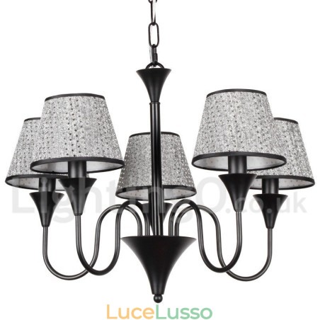 Lampadario a 5 luci rustico moderno contemporaneo retrò nero stile candela