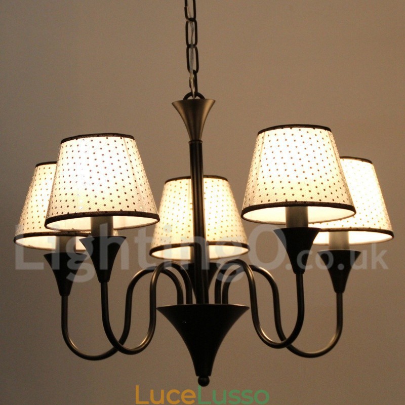 Lampadario a 5 luci rustico moderno contemporaneo retrò nero stile candela