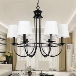 Lampadario a 6 luci in stile retrò nero mediterraneo rustico contemporaneo a candela