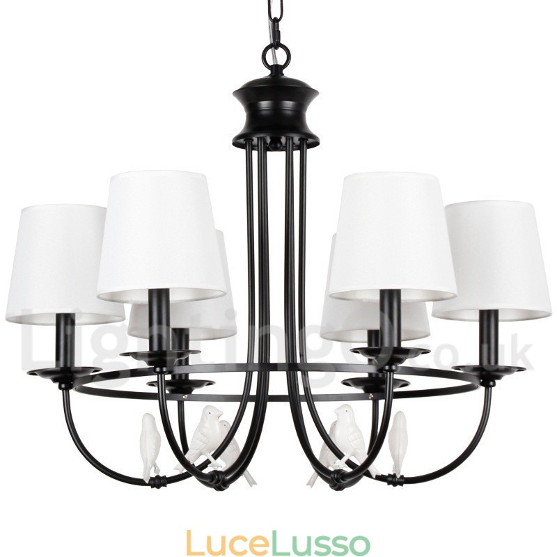 Lampadario a 6 luci in stile retrò nero mediterraneo rustico contemporaneo a candela