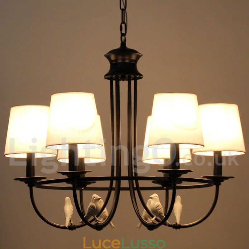 Lampadario a 6 luci in stile retrò nero mediterraneo rustico contemporaneo a candela