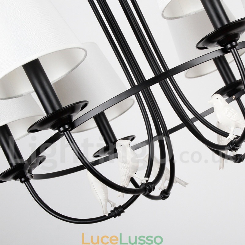 Lampadario a 6 luci in stile retrò nero mediterraneo rustico contemporaneo a candela