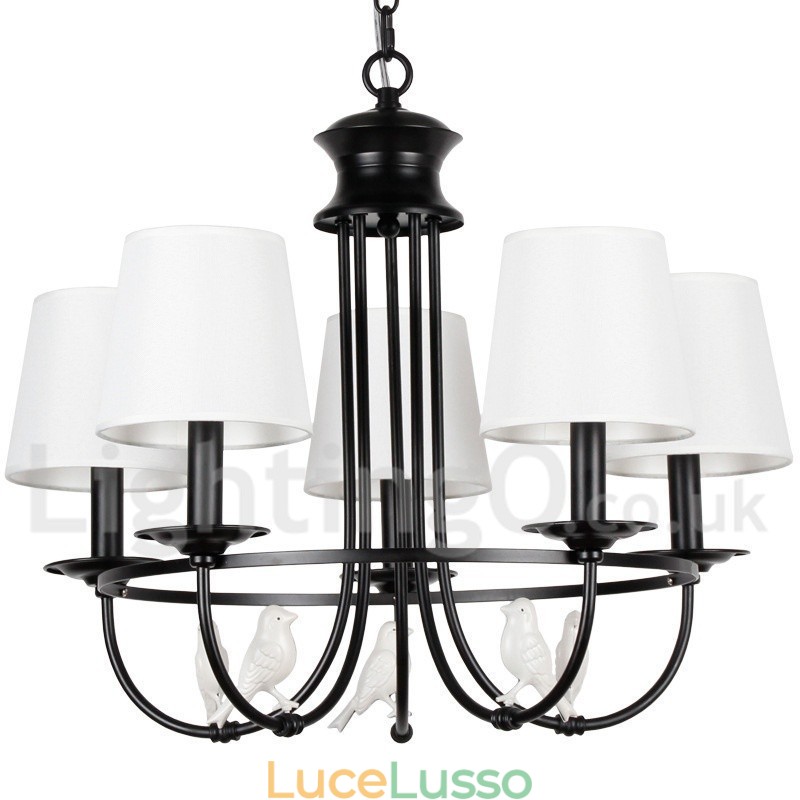 Lampadario a 5 luci in stile retrò nero mediterraneo rustico contemporaneo in stile candela