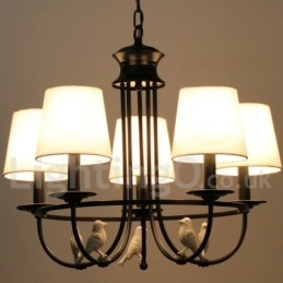 Lampadario a 5 luci in stile retrò nero mediterraneo rustico contemporaneo in stile candela